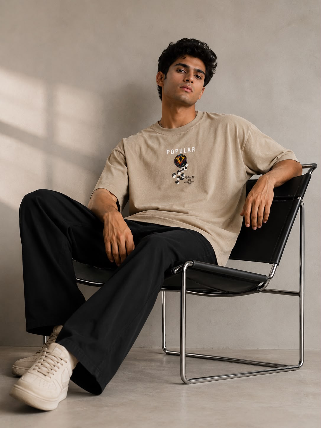 THREAD RARE Popular Graphic Oversized T-Shirt – Beige | Premium Streetwear Tee