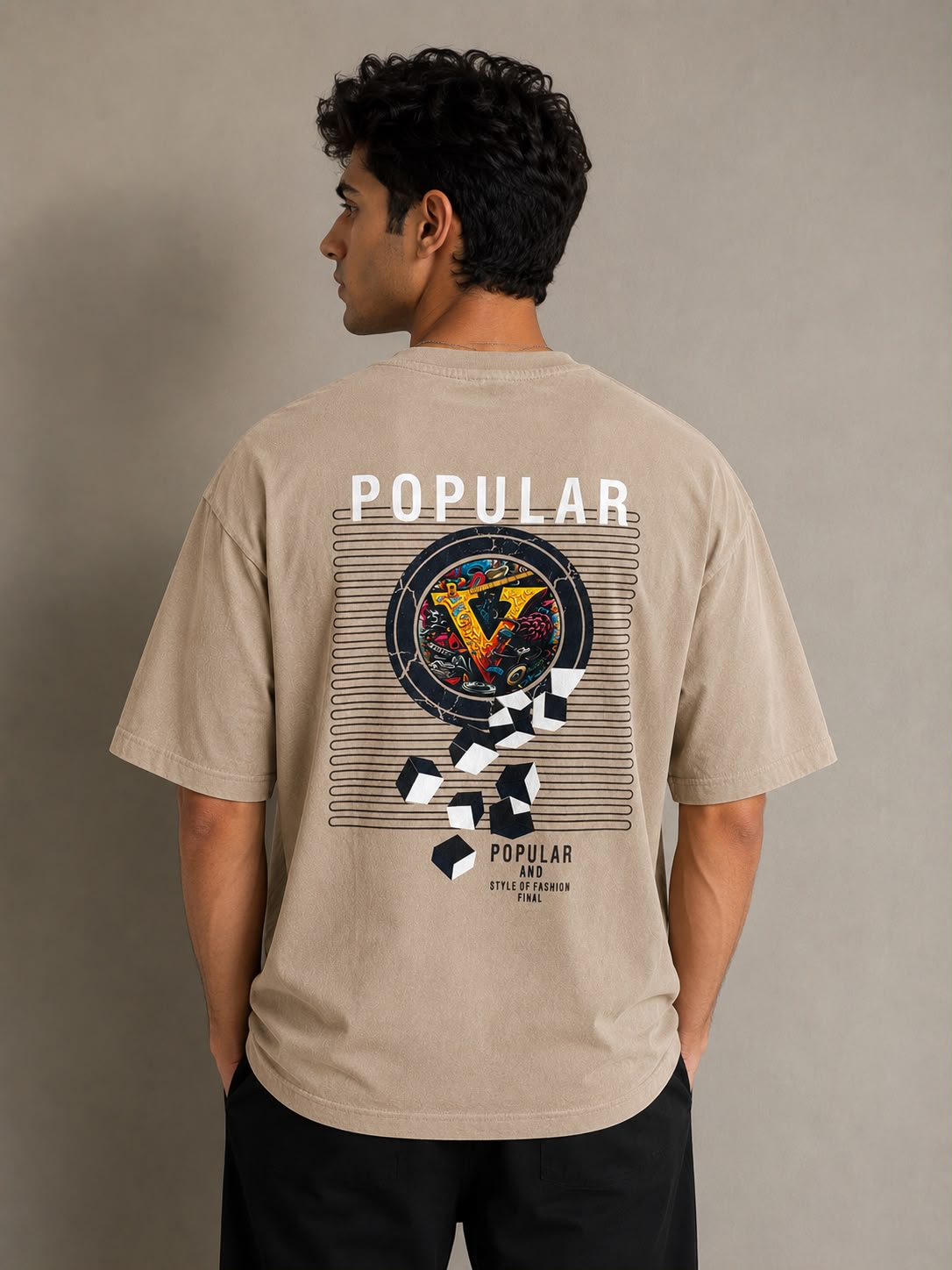 THREAD RARE Popular Graphic Oversized T-Shirt – Beige | Premium Streetwear Tee