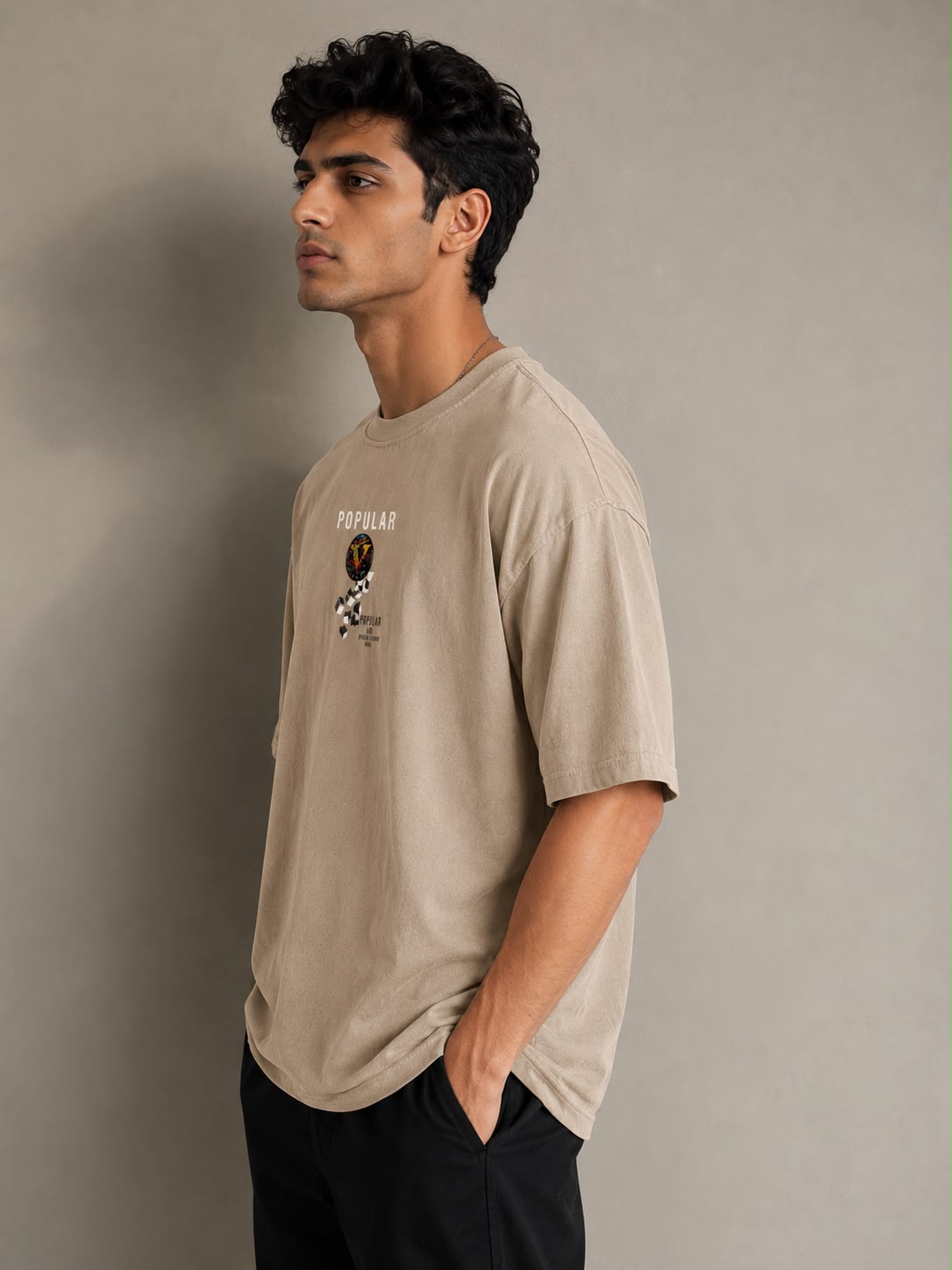 THREAD RARE Popular Graphic Oversized T-Shirt – Beige | Premium Streetwear Tee