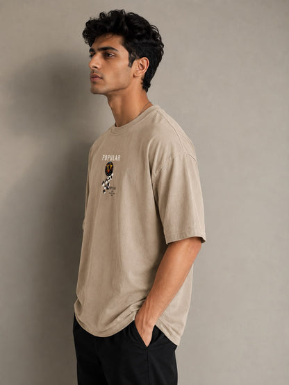 THREAD RARE Popular Graphic Oversized T-Shirt – Beige | Premium Streetwear Tee