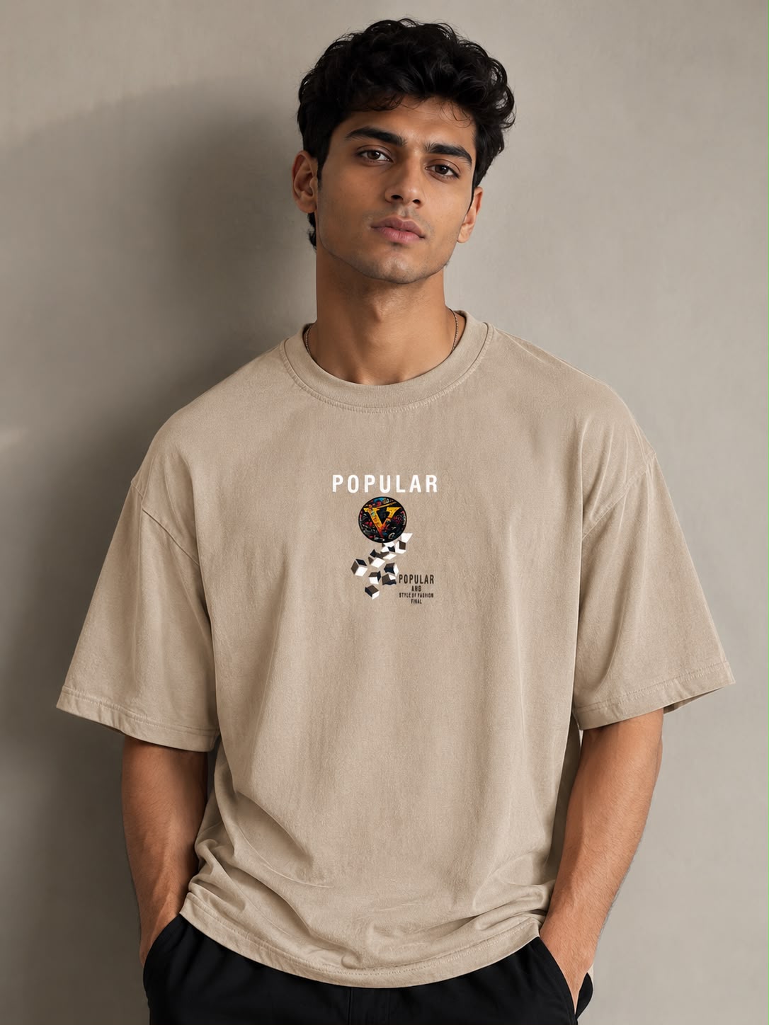 THREAD RARE Popular Graphic Oversized T-Shirt – Beige | Premium Streetwear Tee