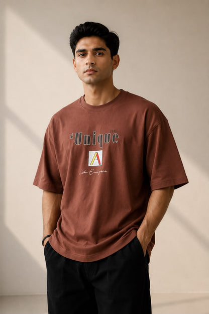 THREAD RARE The Unique Brown Oversized T-Shirt for Men | Premium Cotton Streetwear