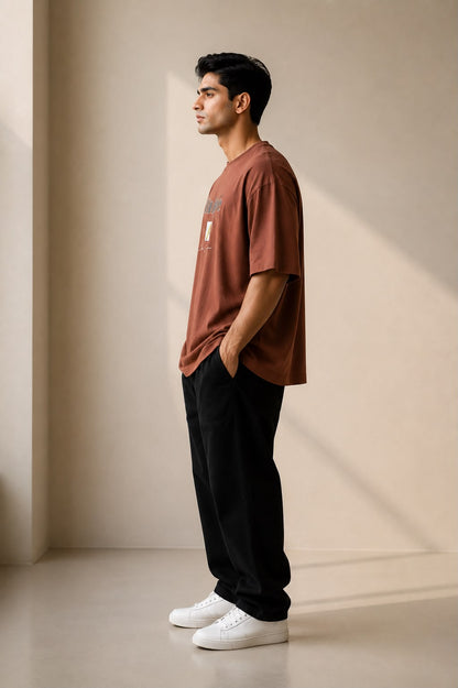 THREAD RARE The Unique Brown Oversized T-Shirt for Men | Premium Cotton Streetwear
