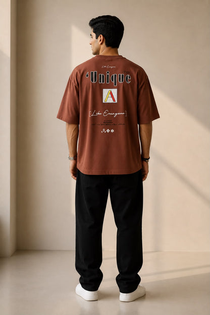 THREAD RARE The Unique Brown Oversized T-Shirt for Men | Premium Cotton Streetwear