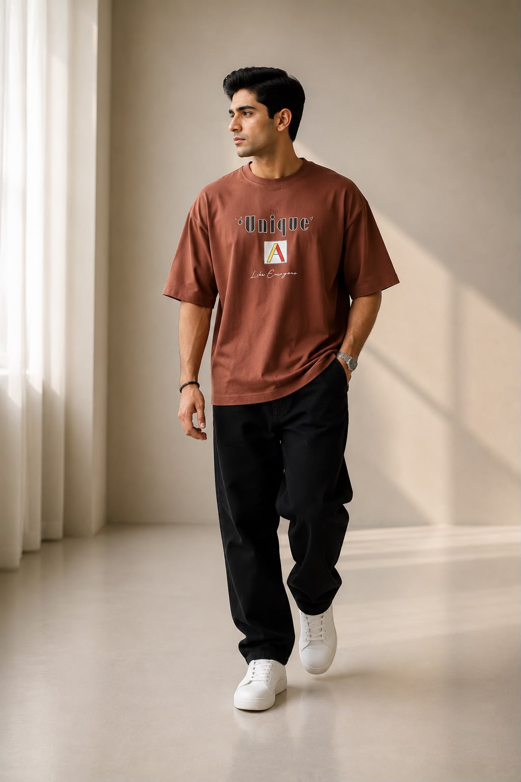 THREAD RARE The Unique Brown Oversized T-Shirt for Men | Premium Cotton Streetwear