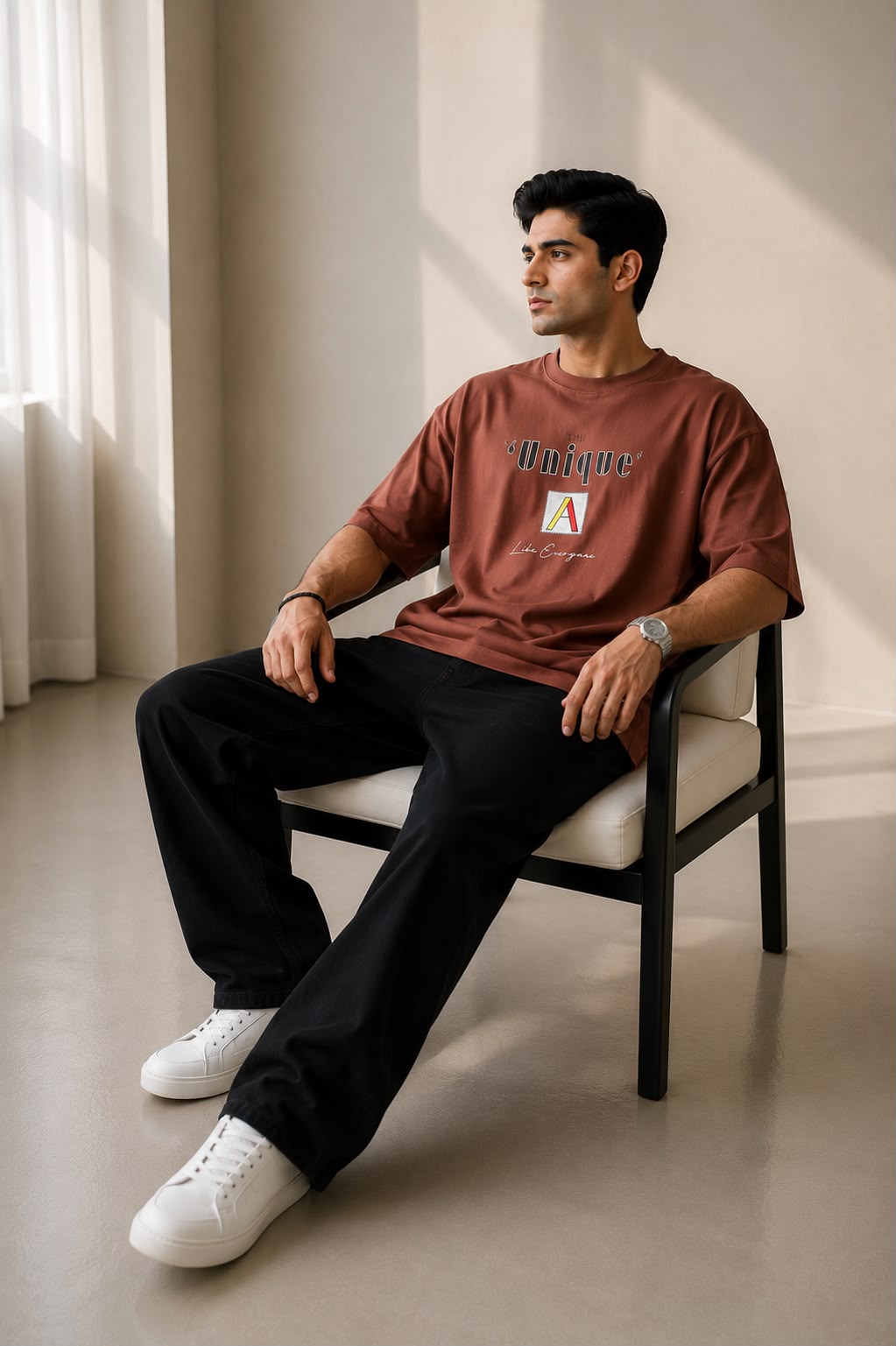 THREAD RARE The Unique Brown Oversized T-Shirt for Men | Premium Cotton Streetwear