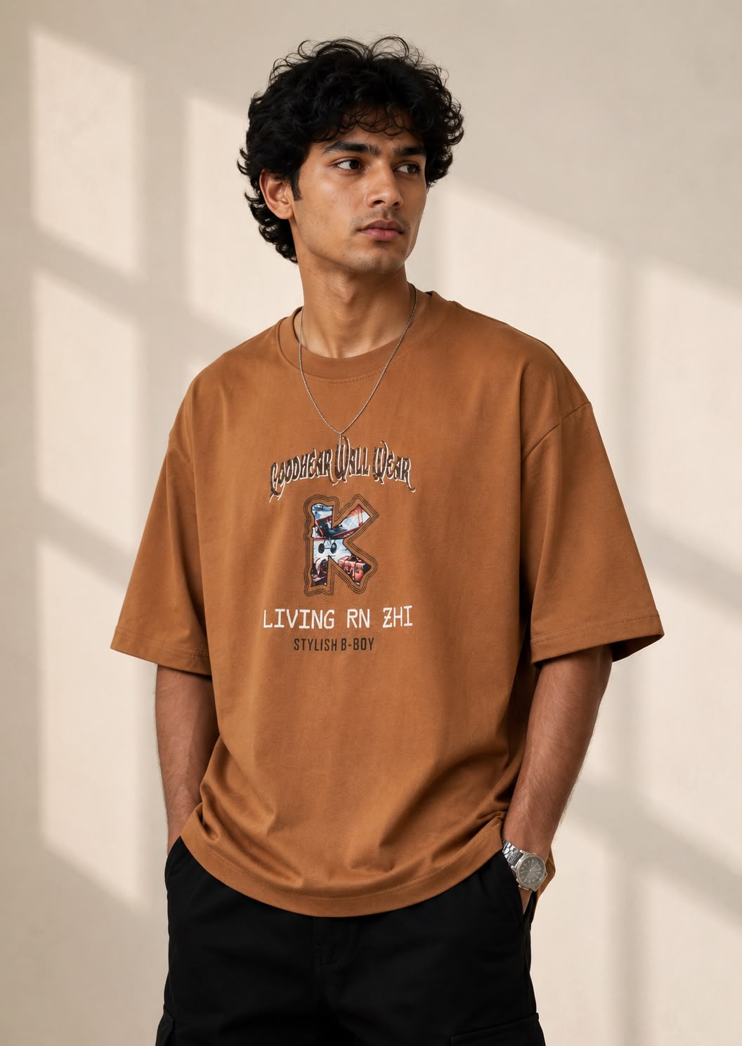 THREAD RARE Oversized Graphic T-Shirt – Brown Vintage Streetwear Tee