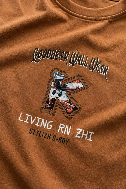 THREAD RARE Oversized Graphic T-Shirt – Brown Vintage Streetwear Tee