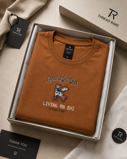 THREAD RARE Oversized Graphic T-Shirt – Brown Vintage Streetwear Tee
