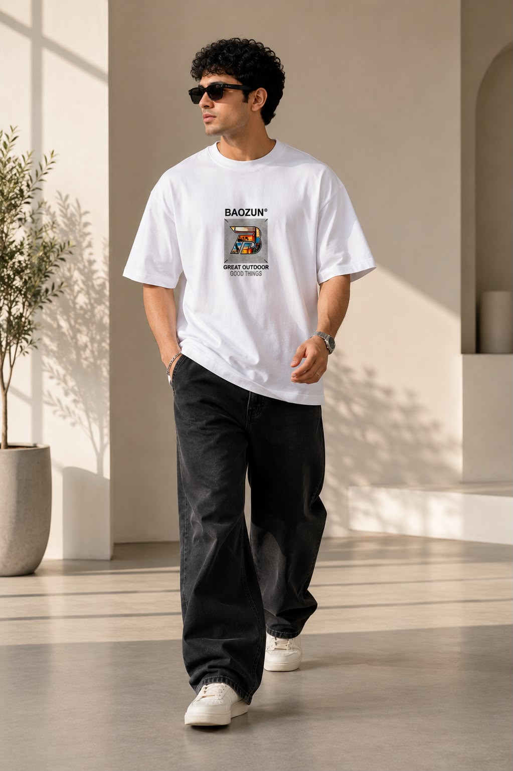 THREAD RARE Oversized White Graphic T-Shirt for Men | Premium Streetwear Cotton Tee