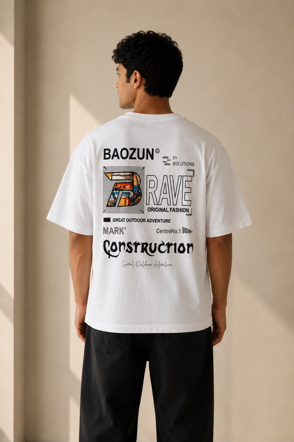 THREAD RARE Oversized White Graphic T-Shirt for Men | Premium Streetwear Cotton Tee