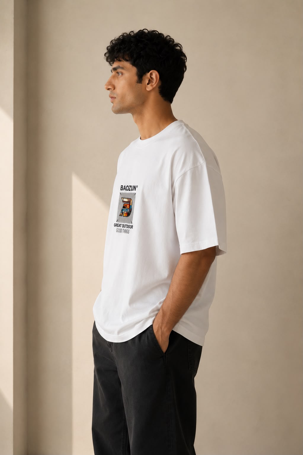 THREAD RARE Oversized White Graphic T-Shirt for Men | Premium Streetwear Cotton Tee