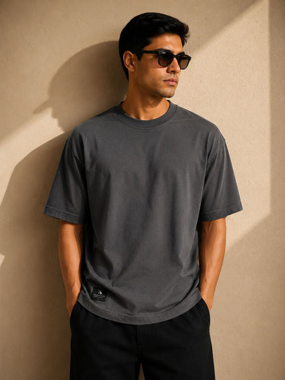 THREAD RARE Oversized Charcoal Grey T-Shirt | Premium Heavy Cotton Streetwear