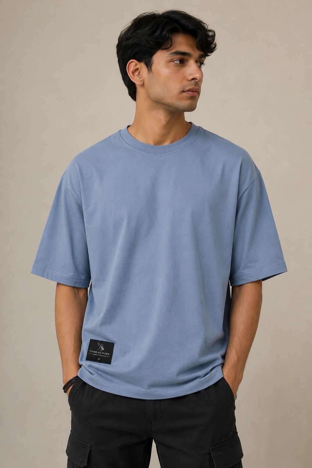 THREAD RARE Premium Oversized T-Shirt – Dusty Blue