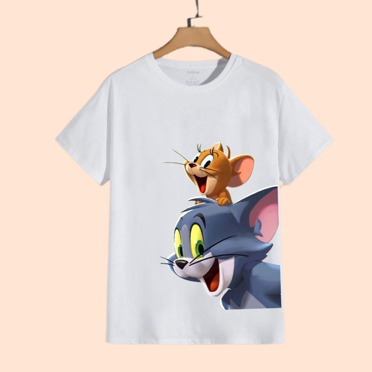 Tom & Jerry Cute Graphic Oversized T-Shirt – White Edition